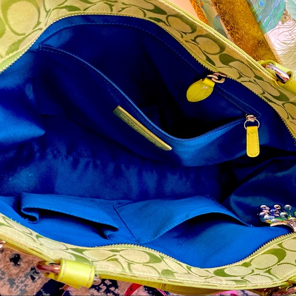 Coach Tote, Hobo and Bigger Wristlet. Brilliant Lime Green! - Picture 10 of 13